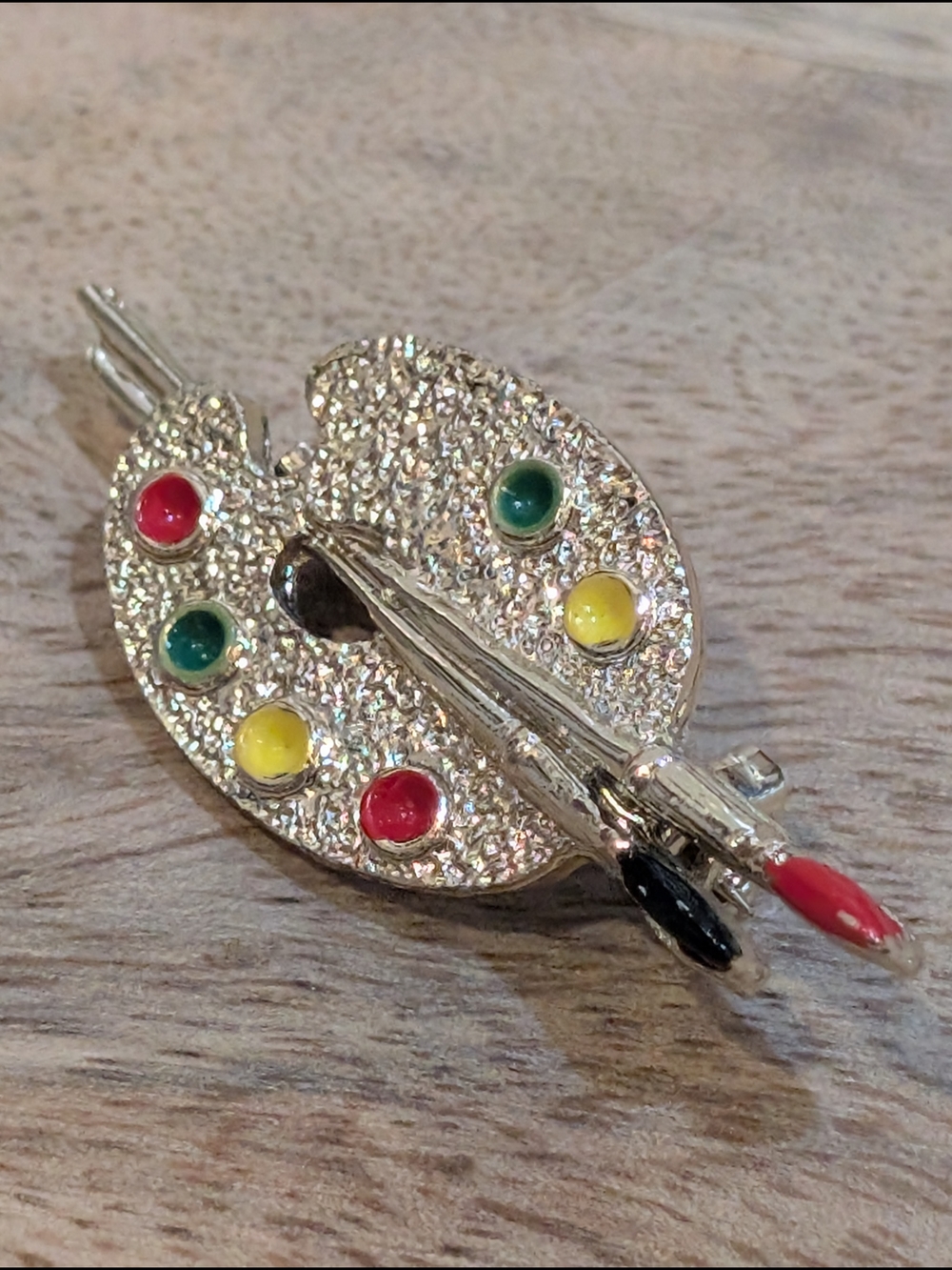 Vintage Gerry's Artist Palette Brooch, Siver Tone with Enamel